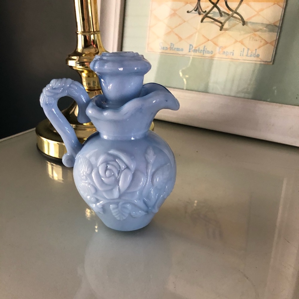 Avon petite blue rose pitcher.